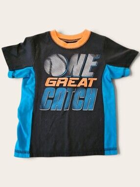Wonderkids Black, Blue & Orange 'One Great Catch' Short Sleeve Tee